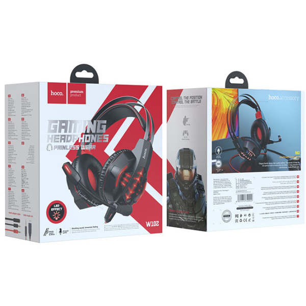 Căști Hoco W102 Cool Tour Red Cu fir/ Gaming/ Over the ear photo 6