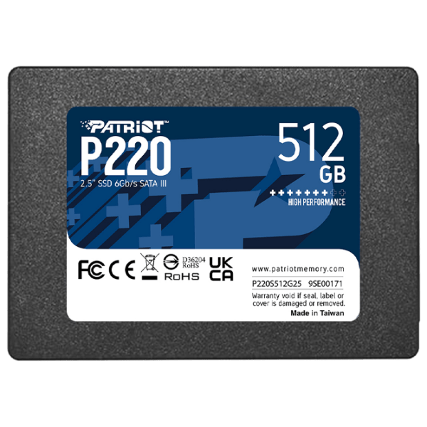 SSD Patriot P220 2.5'' 512 ГБ Скорость чтения: 520 MБ/ с,
Скорость записи: 430 MБ/ с photo 1