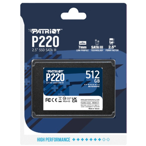 SSD Patriot P220 2.5'' 512 ГБ Скорость чтения: 520 MБ/ с,
Скорость записи: 430 MБ/ с photo 4