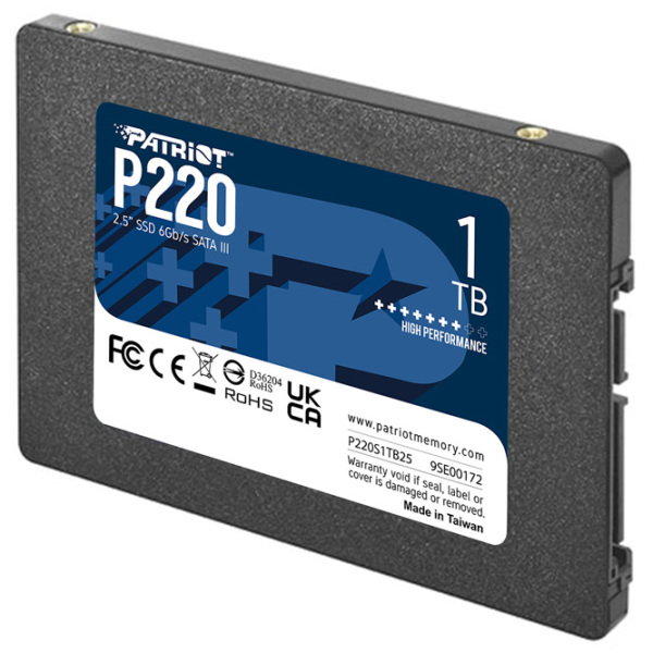 SSD Patriot P220 2.5'' 1 ТБ Скорость чтения: 550 MБ/ с,
Скорость записи: 500 MБ/ с photo 2