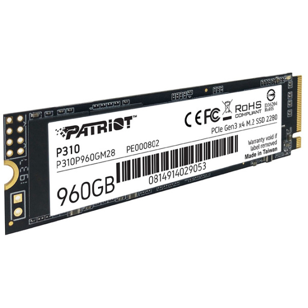 SSD Patriot P310 M.2 NVMe 960 ГБ Скорость чтения: 2100 MБ/ с,
Скорость записи: 1800 МБ/ с photo 3