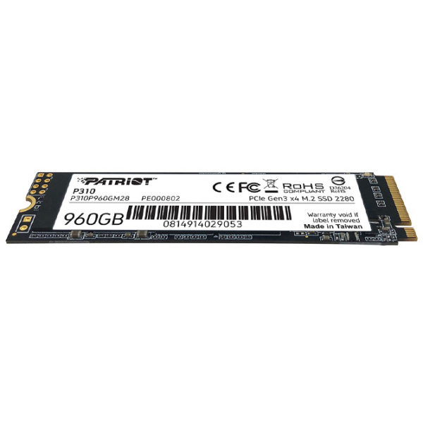 SSD Patriot P310 M.2 NVMe 960 ГБ Скорость чтения: 2100 MБ/ с,
Скорость записи: 1800 МБ/ с photo 4