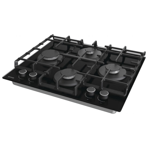 Plită încorporabilă pe gaz Gorenje GT 6D42 AB Black Sticlă călită, Gratare: Fontă photo 3