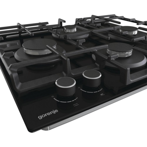 Plită încorporabilă pe gaz Gorenje GT 6D42 AB Black Sticlă călită, Gratare: Fontă photo 5