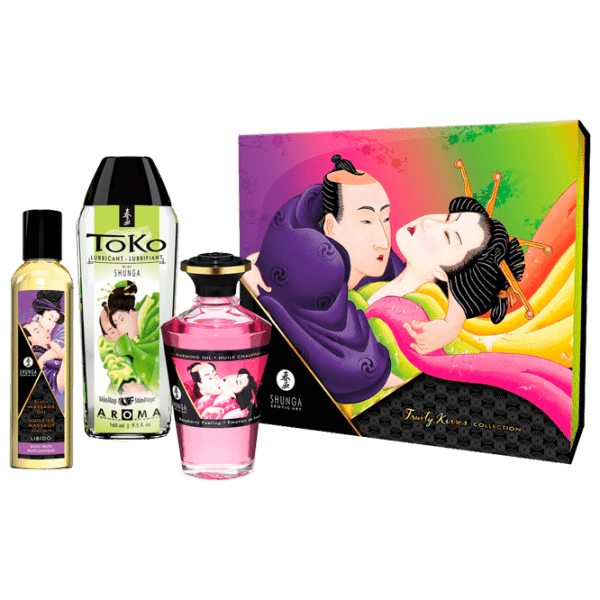 Масло для массажа Shunga Secret Set Fruity Kisses Малина, экзотические фрукты, дыня манго  photo 1