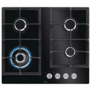 Plită încorporabilă pe gaz AEG HKB64420NB Black Sticlă călită, Gratare: Fontă