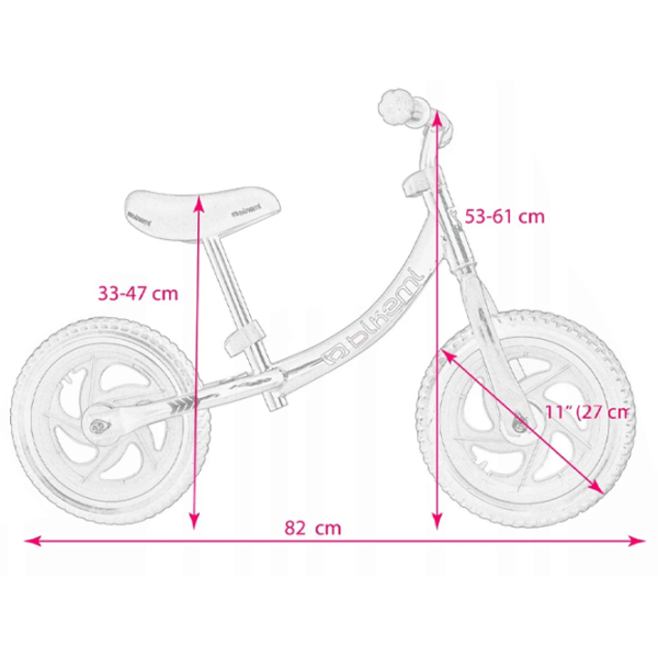 Bicicletă fără pedale Jumi CD-904422 11" 11" Pink Black Metal / Pentru copii photo 6