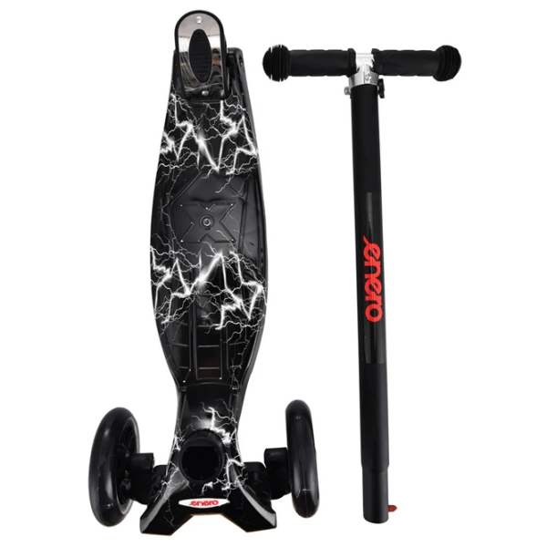 Trotinetă pentru copii cu trei roți Enero Maxi (384-003) Black 3 ani, 50 kg, Din plastic cu silicon photo 2