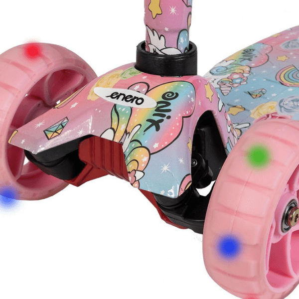 Trotinetă pentru copii cu trei roți Enero Maxi (384-004) Pink 3 ani, 50 kg, Din plastic cu silicon photo 4