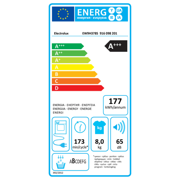 Mașină de uscat rufe Electrolux EW9H378S White 8 kg, A+++ photo 6
