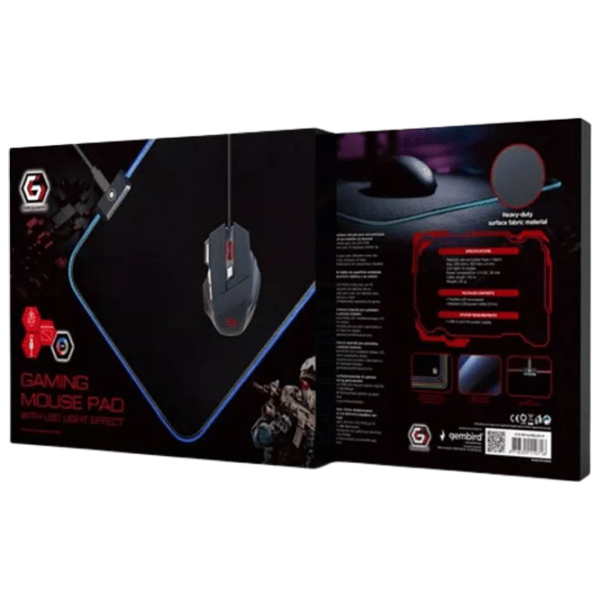 Covoraș pentru mouse Gembird MP-GAMELED-M Black 250 x 350 x 4 mm photo 4