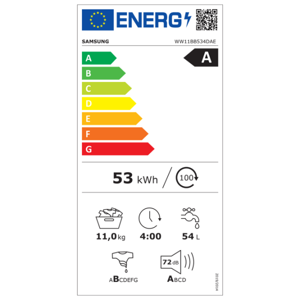 Mașină de spălat Samsung Bespoke WW11BB534DAES7 White 11 kg, 1400 rpm, A photo 9