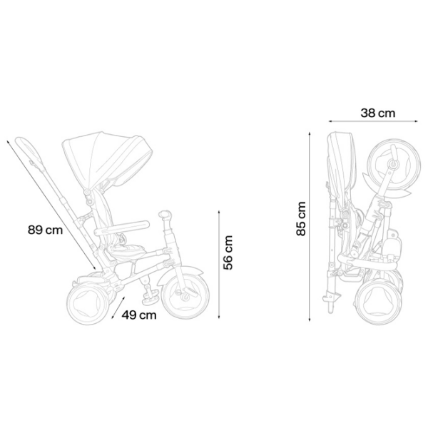 Triciclu Qplay Rito Plus Red Metal/ Pentru copii photo 5