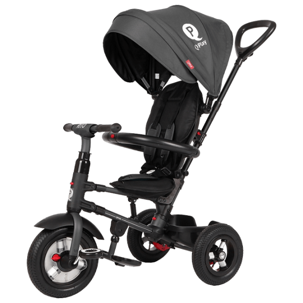 Triciclu Qplay Rito Rubber Black Oțel/ Pentru copii photo 1