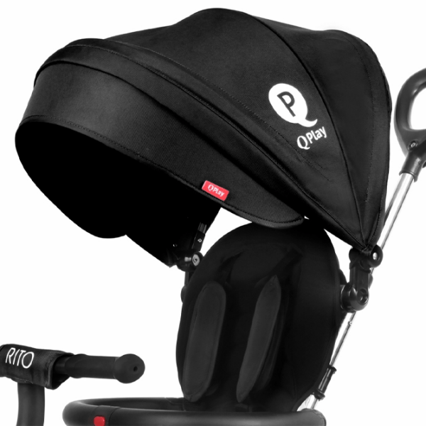 Triciclu Qplay Rito Rubber Black Oțel/ Pentru copii photo 2