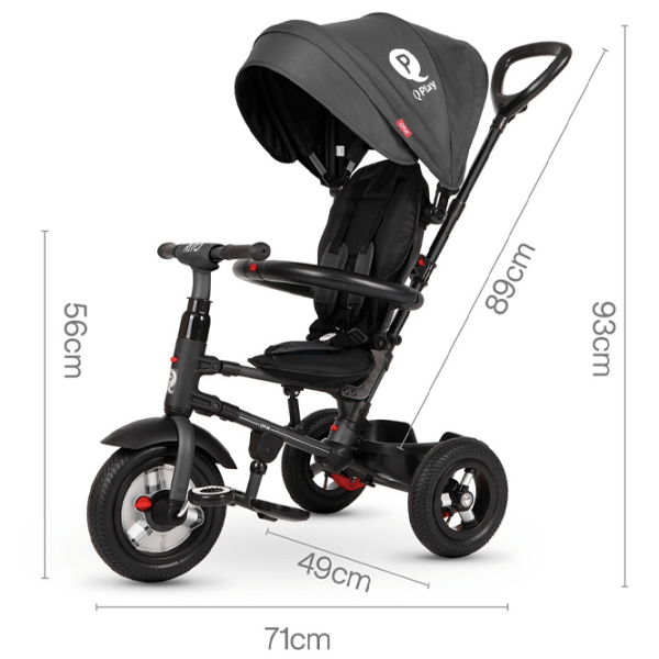 Triciclu Qplay Rito Rubber Black Oțel/ Pentru copii photo 5