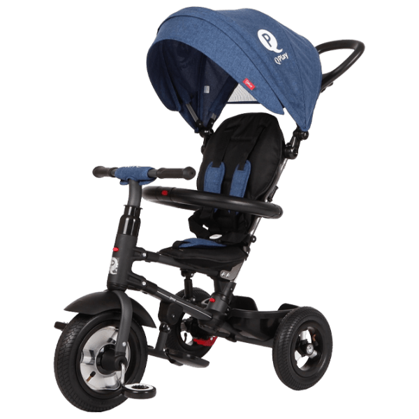 Triciclu Qplay Rito Rubber Blue Oțel/ Pentru copii photo 1