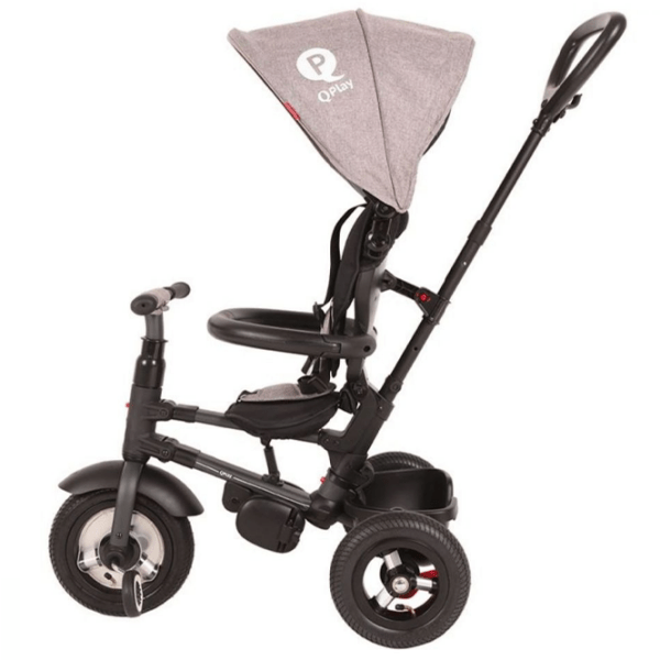 Triciclu Qplay Rito Rubber Gray Oțel/ Pentru copii photo 2