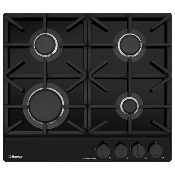 Plită încorporabilă pe gaz Hansa BHKS6515516 Black Sticlă călită, Gratare: Fontă photo 1