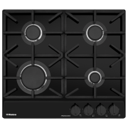 Plită încorporabilă pe gaz Hansa BHKS6515516 Black Sticlă călită, Gratare: Fontă