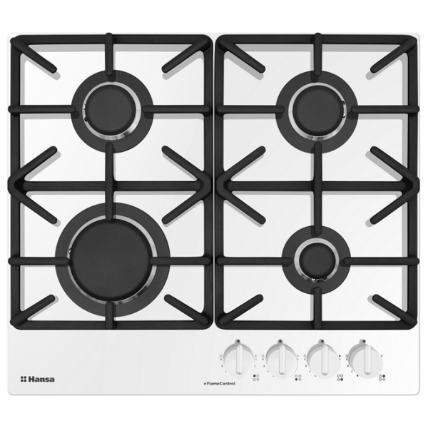 Plită încorporabilă pe gaz Hansa BHKS6515516 White Sticlă călită, Gratare: Fontă photo 1