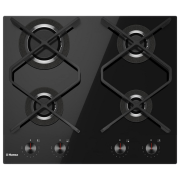 Plită încorporabilă pe gaz Hansa BHKS632590 Black Sticlă călită, Gratare: Fontă