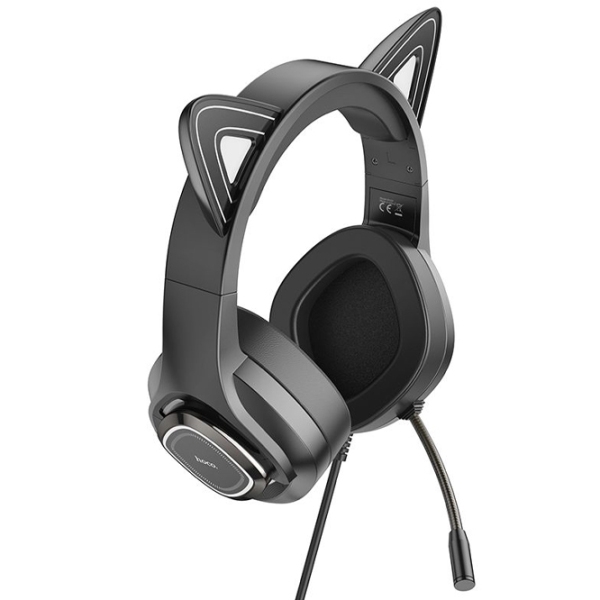 Căști Hoco W107 Elf cat Black Cu fir/ Gaming/ On the ear photo 4