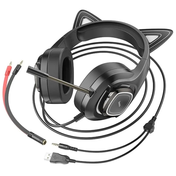 Căști Hoco W107 Elf cat Black Cu fir/ Gaming/ On the ear photo 5