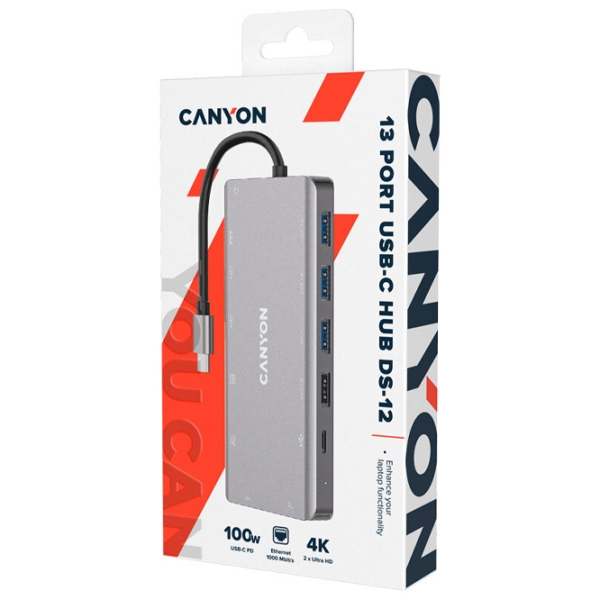 Adaptor Hub Canyon DS-12 Grey USB Type-C photo 2