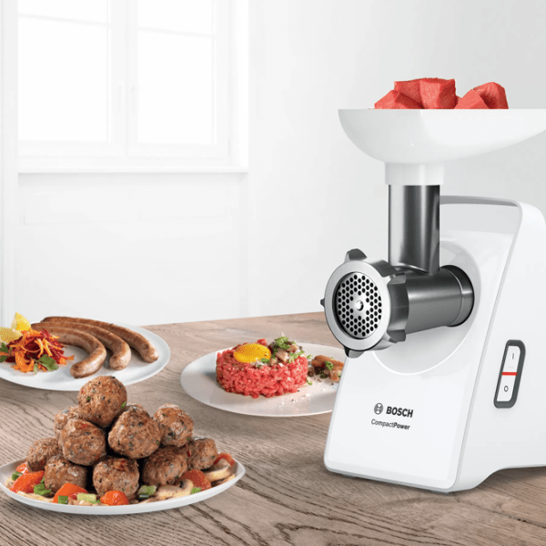 Mașină de tocat carne Bosch MFW3910W White 500 W/ 1900 W, 2.3 kg/ min photo 6