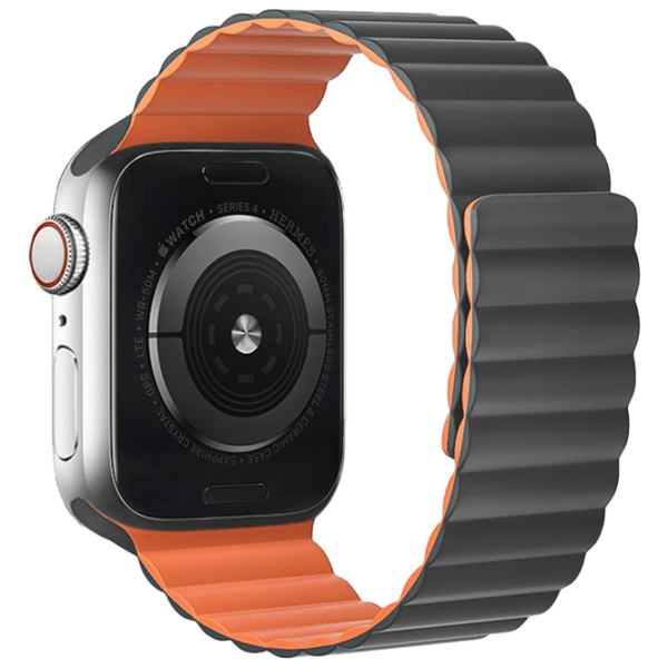 Curelușă Apple Watch WA07 Flexible series magnetic strap Gray Orange Silicon, 38, 40, 41 mm photo 1