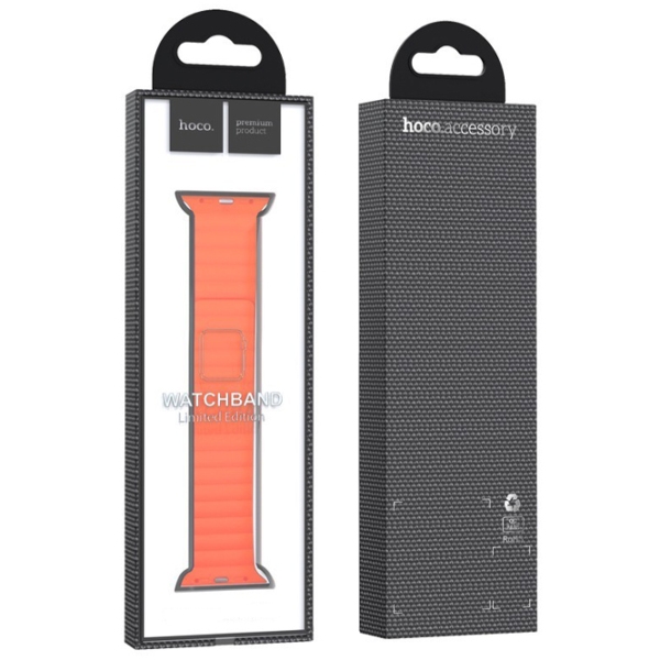 Curelușă Apple Watch WA07 Flexible series magnetic strap Gray Orange Silicon, 38, 40, 41 mm photo 2