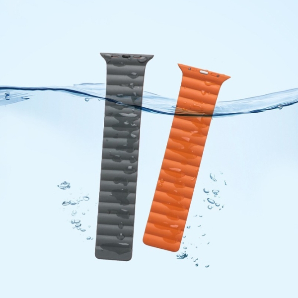 Curelușă Apple Watch WA07 Flexible series magnetic strap Gray Orange Silicon, 38, 40, 41 mm photo 4
