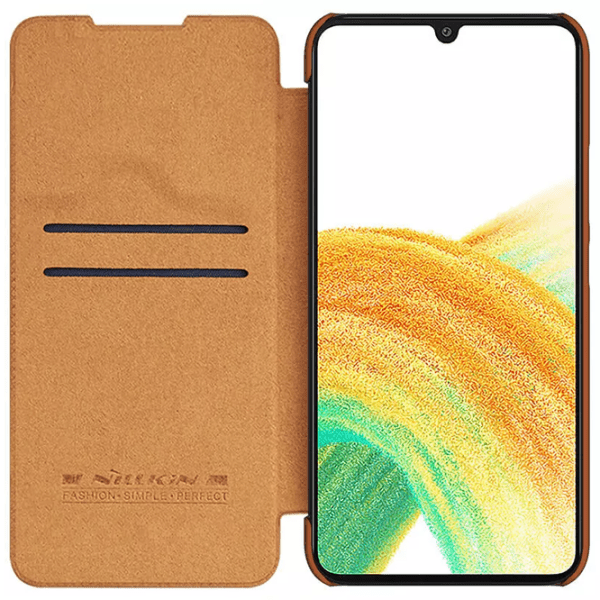 Husă pentru smartphone Samsung Galaxy A34 (QIN) Brown Nillkin, Piele, Flip Cover photo 4