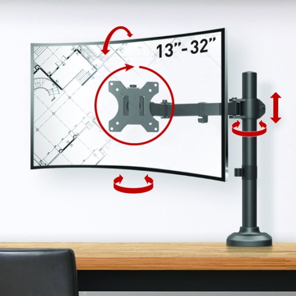 Suport pentru monitor Barkan M121T Black VESA 100 x 100 mm photo 3