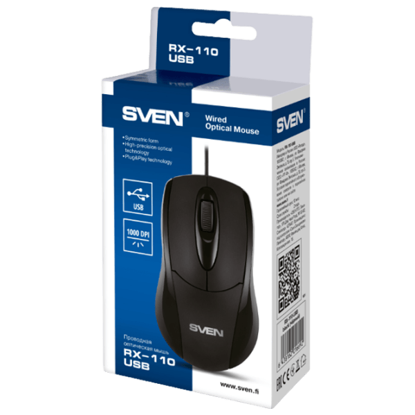Mouse Sven RX-110 Black Cu fir, 1000 dpi photo 4