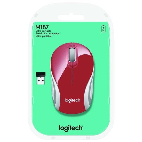 Мышь Logitech M187 Mini Красный Беспроводные, 1000 dpi photo 5