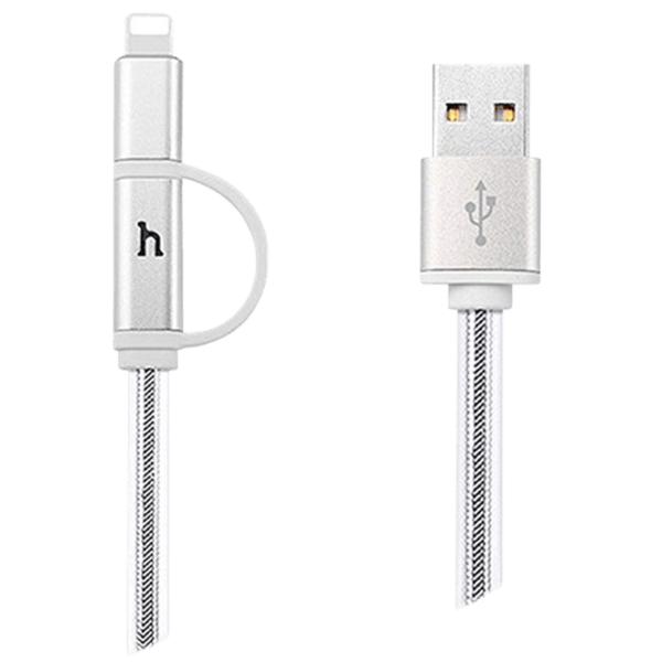 Cablu pentru telefon Hoco UPL12 USB Type-A/ Lightning, microUSB Silver  photo 1