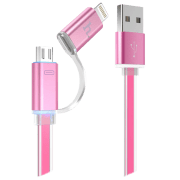 Cablu pentru telefon Hoco UPL08 USB Type-A/ Lightning, microUSB Pink 