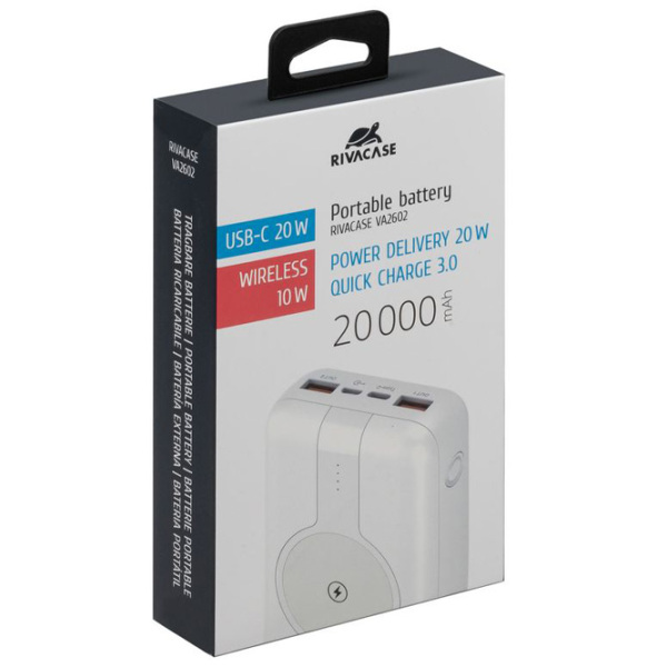 Power Bank 20000 мАч RivaCase VA2602 (20 Вт) Белый  photo 5