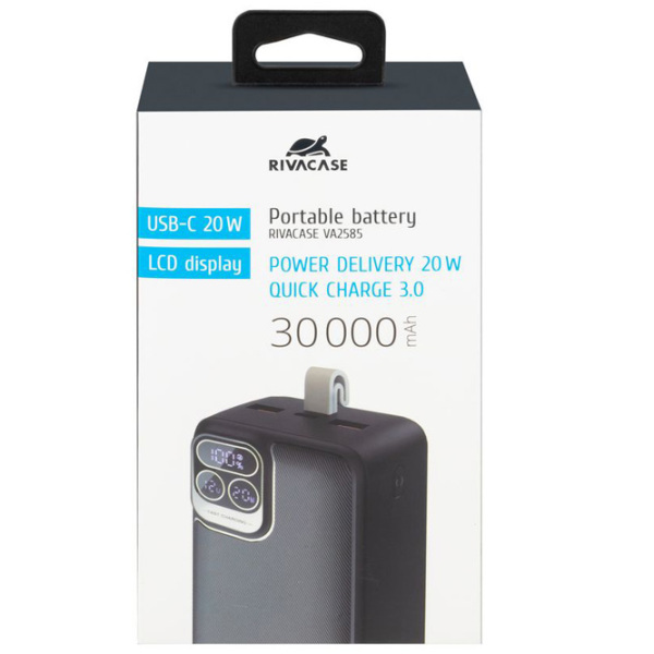 Power Bank 30000 мАч RivaCase VA2585 (20 Вт) Черный  photo 10