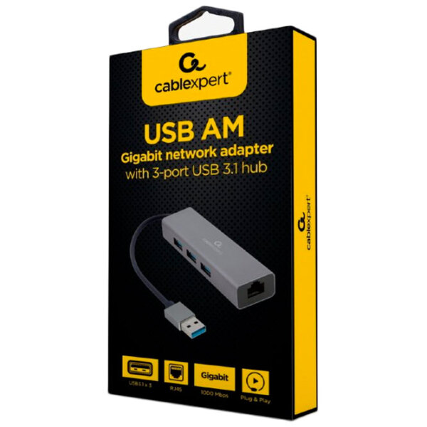 Adaptor de rețea Cablexpert A-AMU3-LAN-01 Gray  photo 5