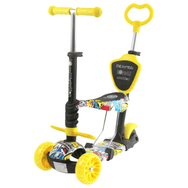 Детский трёхколёсный самокат Lorelli Draxter Plus (10390140019) Желтый 3 года, 20 кг, Пластиковые с силиконом photo 1