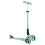 Детский трёхколёсный самокат Globber Primo Foldable Lights (7239-003) Мятный 3 года, 50 кг, Полиуретановые