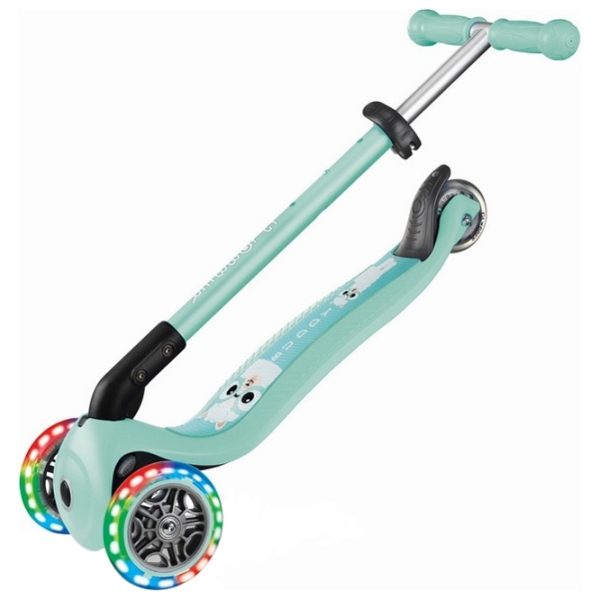 Детский трёхколёсный самокат Globber Primo Foldable Lights (7239-003) Мятный 3 года, 50 кг, Полиуретановые photo 3