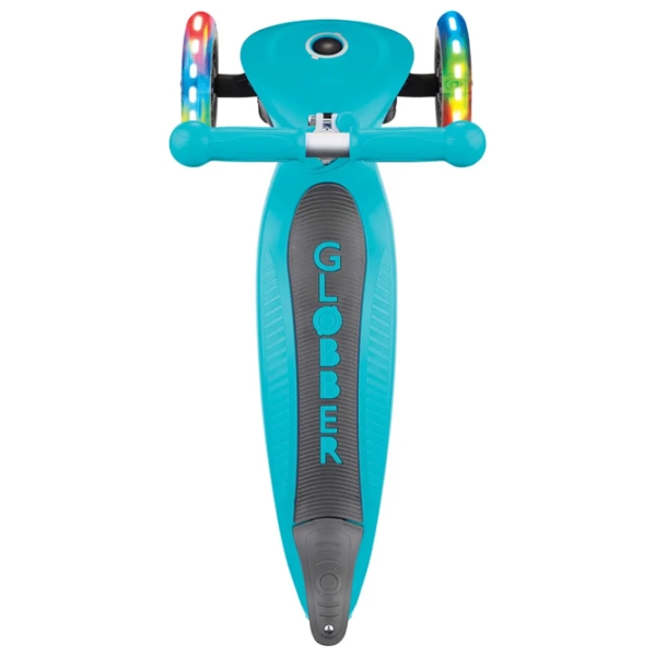Детский трёхколёсный самокат Globber Primo Foldable Lights (7239-004) Бирюзовый 3 года, 50 кг, Полиуретановые photo 2