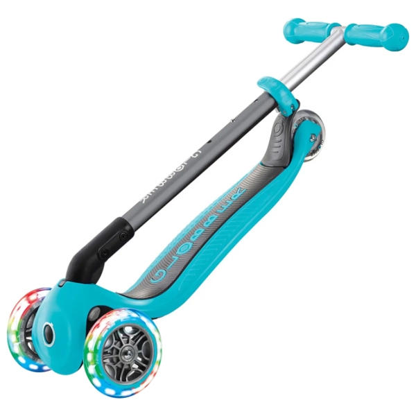 Детский трёхколёсный самокат Globber Primo Foldable Lights (7239-004) Бирюзовый 3 года, 50 кг, Полиуретановые photo 3