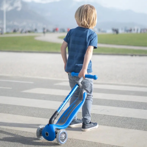 Детский трёхколёсный самокат Globber Primo Foldable Lights (7239-001) Синий 3 года, 50 кг, Полиуретановые photo 5