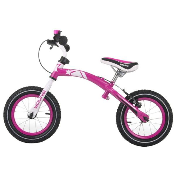 Bicicletă fără pedale Milly Mally Young 12" Pink White Oțel / Pentru copii photo 2