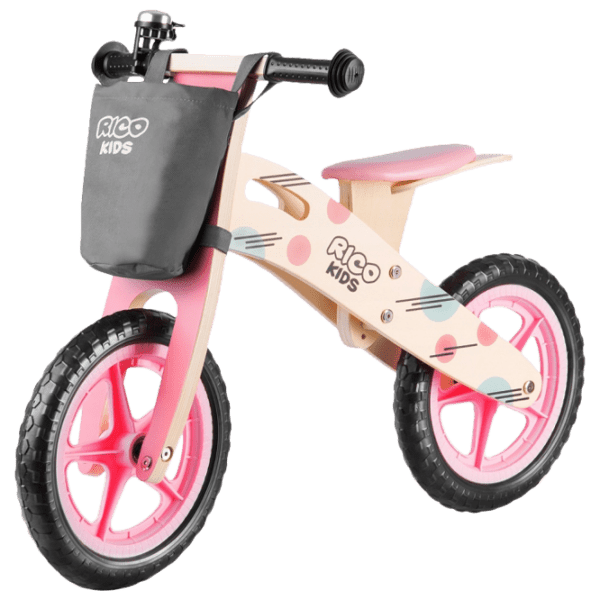 Bicicletă fără pedale Ricokids RC-611 12" Pink Wood  / Pentru copii photo 1